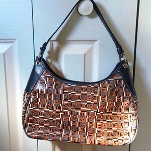 Salvatore Ferragamo Gancini Navy/Brown Shoulder Bag